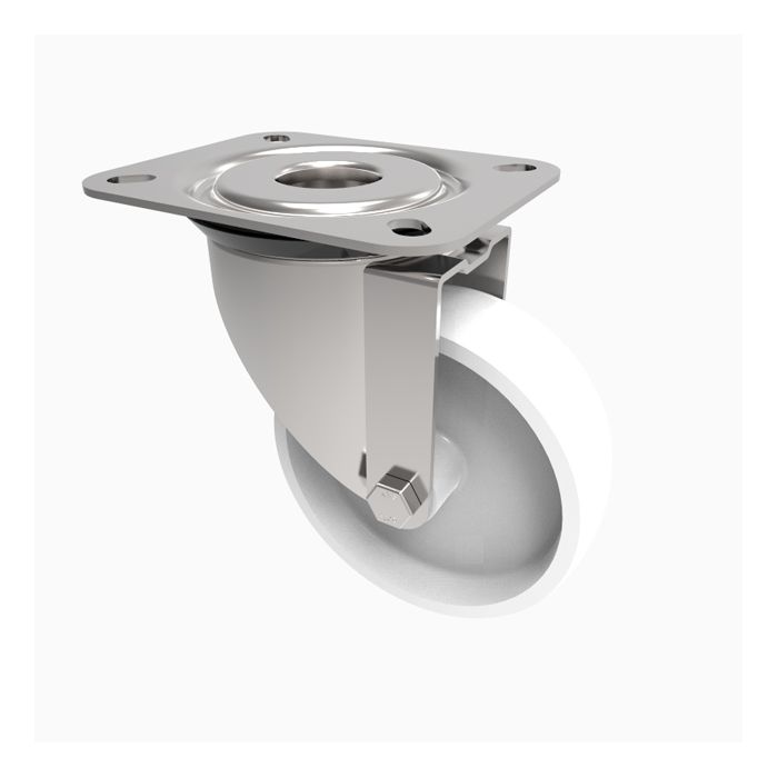Extra Heavy Duty 200mm Stainless Steel Swivel Castor with White Nylon Wheel (800kg)
