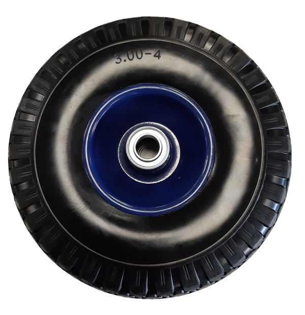 260mm Steel Centre Wheel With Micro Cellular Puncture Proof Tyre - 20mm Ball Bearing Bore (3.00-4 Tyre - 20mm BORE)