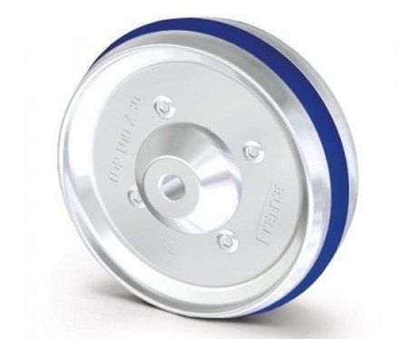 100mm High Temp Aluminium Wheel with Heat-Resistant Floor Kind Synthetic Tread & 8mm Ball Bearing Bore (280 °C) - 200Kg