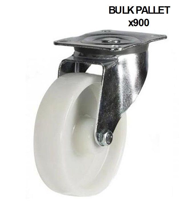 100mm Swivel Castor With White Nylon Wheel (200kg) - BULK PALLET BUY OF 900 CASTORS