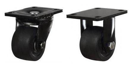 75mm 400Kg  Black Nylon: Swivel & Fixed  (LOW LEVEL)