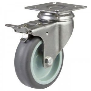 50mm Thermoplastic Non-Marking Rubber Stainless Steel Plate Fitting Castors (40kg)