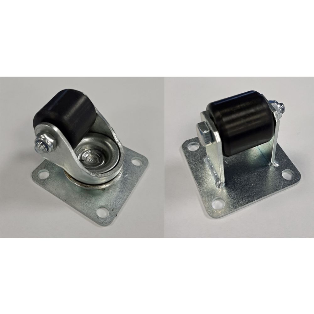 Extra Heavy Duty 25mm Low Level Nylon Roller Bearing Swivel & Fixed Castors - 80Kg