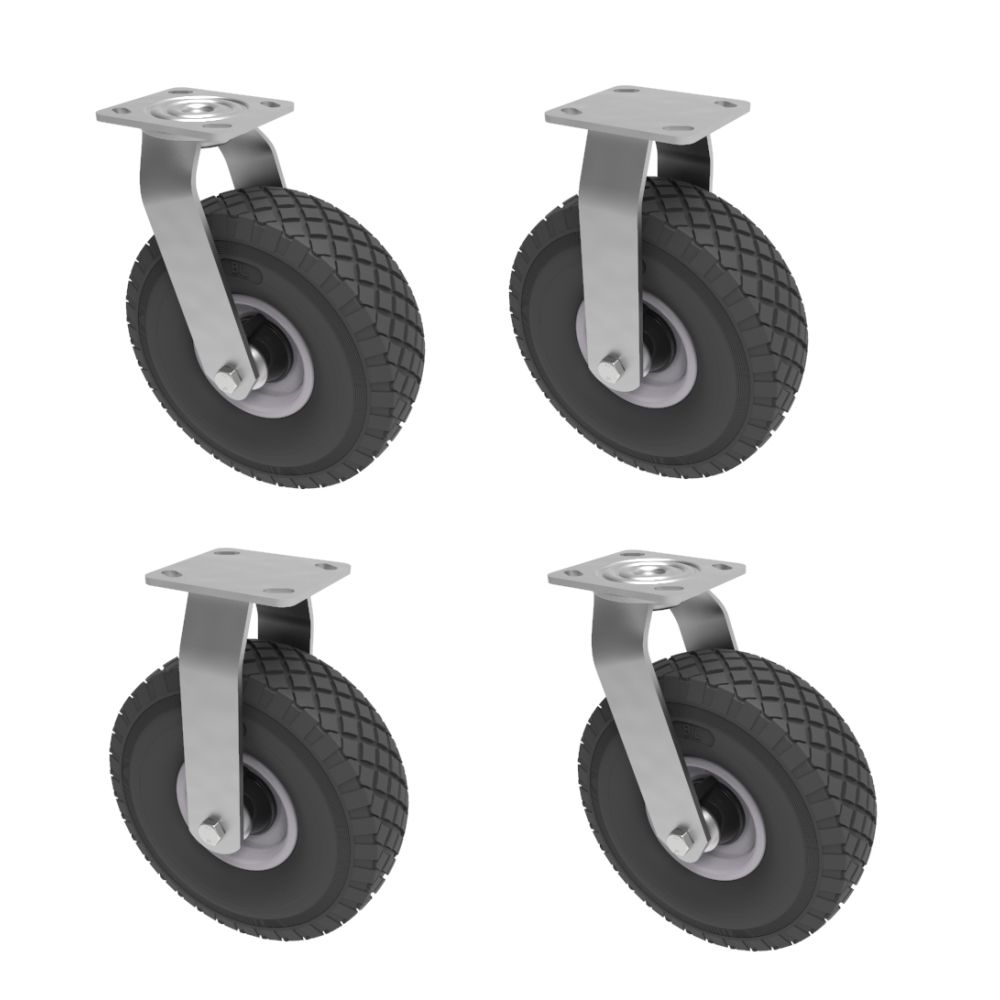 PL260 - 260mm Swivel & Fixed (Pneumatic/Steel) SET OF 4