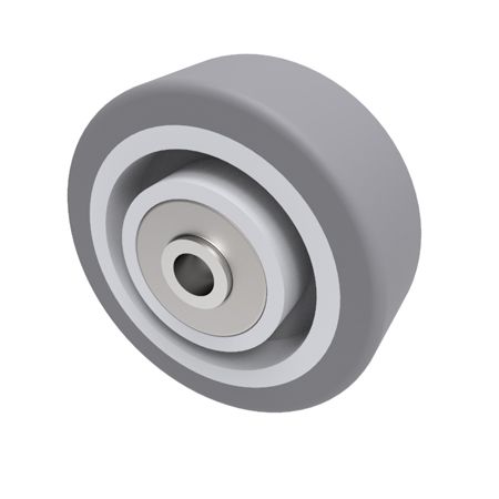 50mm Grey Thermo Plastic Rubber Wheel with 6mm Ball Bearing Bore (40kg)