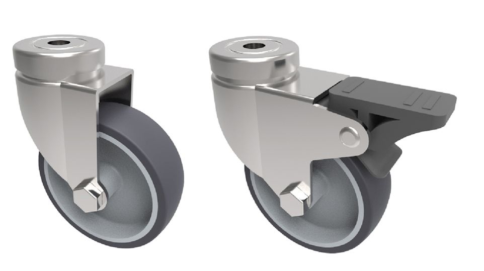 60mm Grey Non-Marking Rubber Apparatus Single Bolt Hole Castors