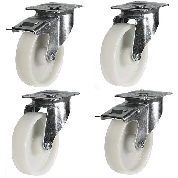 80mm White Nylon Castors (Set of 4)