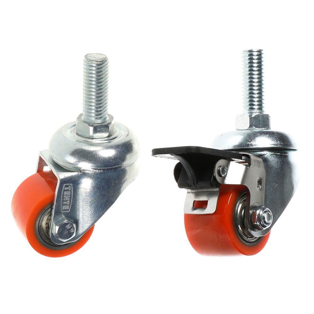 Swivel & Brake 35mm Polyurethane M12 Fixed Stem (LOW LEVEL)