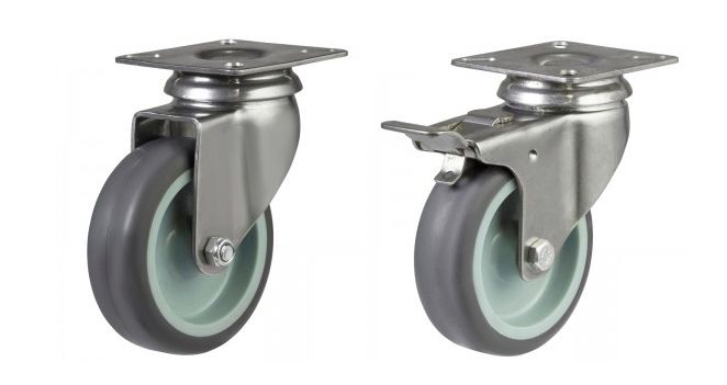 75mm Synthetic Non-Marking Rubber Stainless Steel Castors