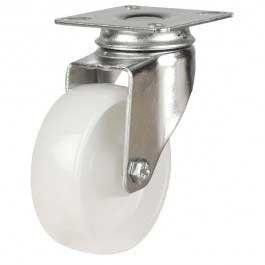 50mm Swivel Plate Fitting Castor With White Plastic Wheel - Special Offer