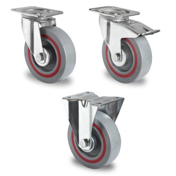 125mm Heavy Duty Noise Reduction Composite Nylon Sandwich Wheel Castor (Large Plate 137x105) 200kg