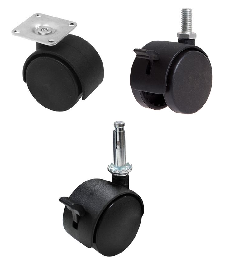 50mm Twin Wheel Plastic Furniture Castor