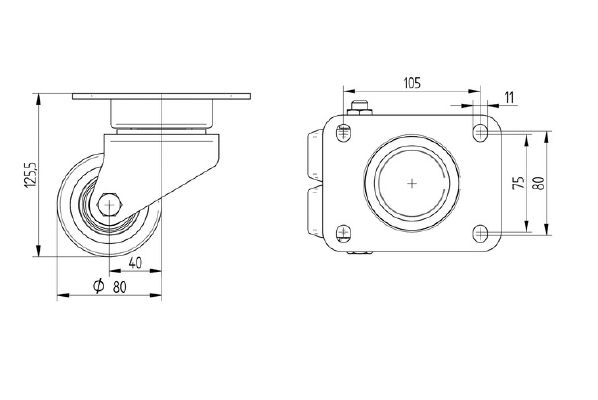 80mm Twin Delta Studio Castor