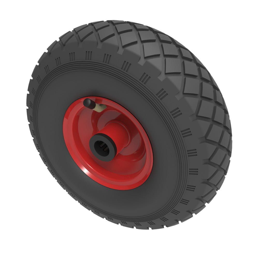 260mm Pneumatic Wheel Red Steel Centre (3.00-4 Tyre 4 Ply - 20mm BORE - 75mm Hub) - 200Kg