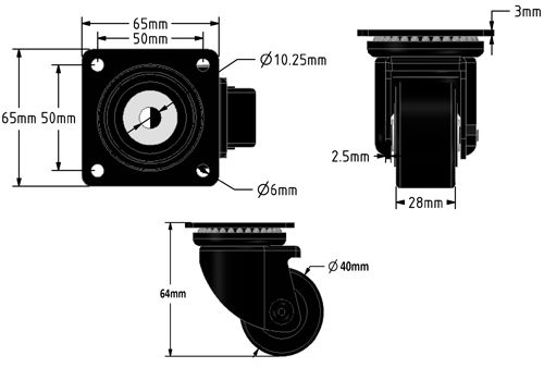 40mm Nylon Plate Fit 150Kg  (LOW LEVEL)