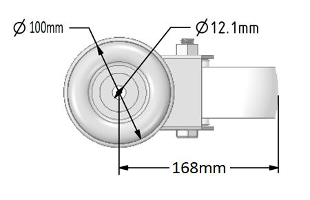 Single Bolt Hole Puncture Proof Pneumatic Equivalent Castor 200mm Swivel Steel Centred