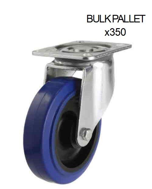 100mm Swivel Castor With Blue Elastic Rubber Wheel (160kg) - BULK PALLET BUY OF 350 CASTORS