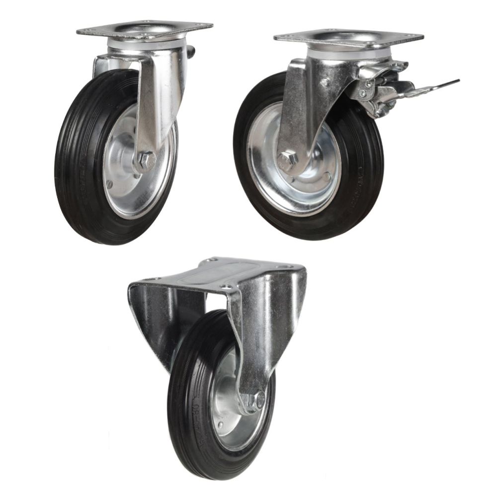160mm Wheel Diameter Waste & Recycling Bin Castors (Steel Centre)