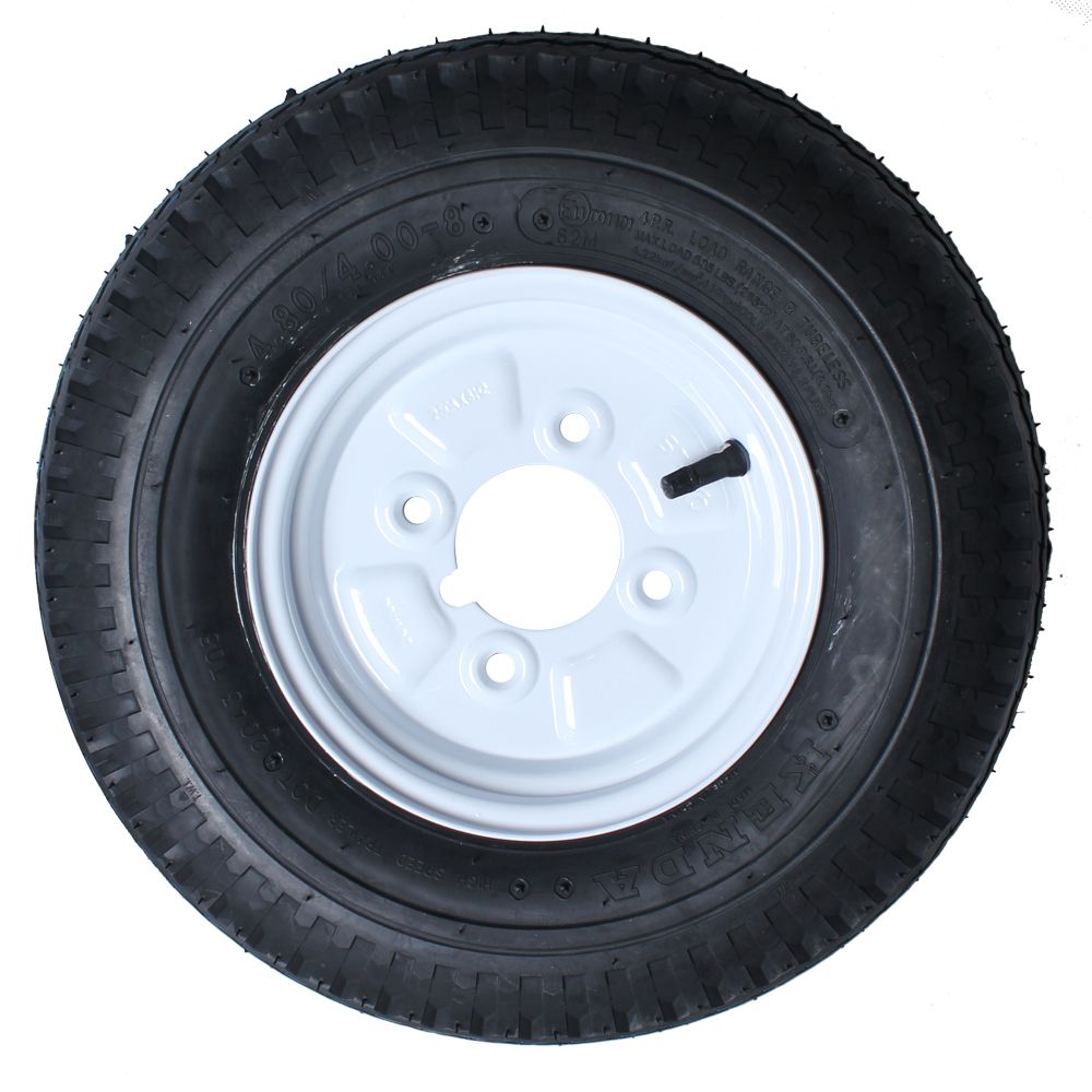 400mm 4.80/4.00-8 Steel Centre Trailer Wheel With 6 Ply Rating Tyre. (4 x 100mm PCD)