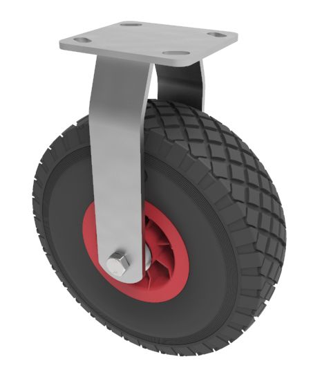 Puncture Proof Pneumatic Equivalent Castor 260mm Fixed Plastic Centred