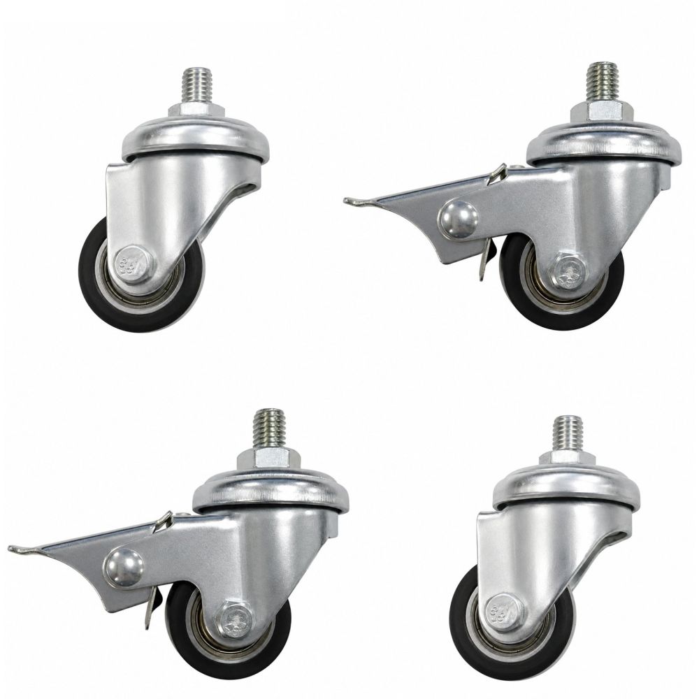 35mm Black Polyurethane Wheel Single Bolt Hole Fit M10x25 (LOW LEVEL) SET OF 4 - 300kg per Set of 4