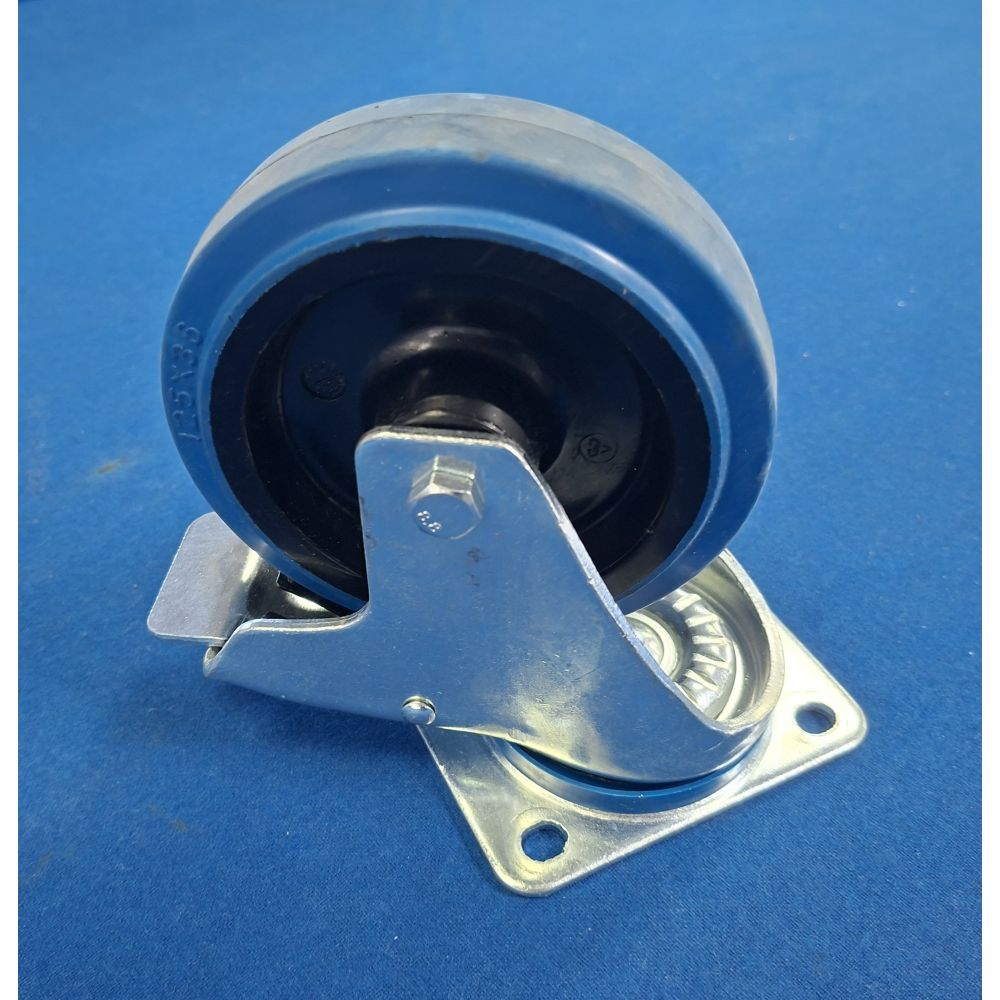 Special Offer - 125mm Heavy Duty Swivel/Brake Castor with Blue Elastic Rubber Wheel (250KG) Normal Price £16.95 + Vat.