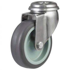 50mm Grey Thermoplastic Stainless Steel Single Bolt Hole Castors (40kg)