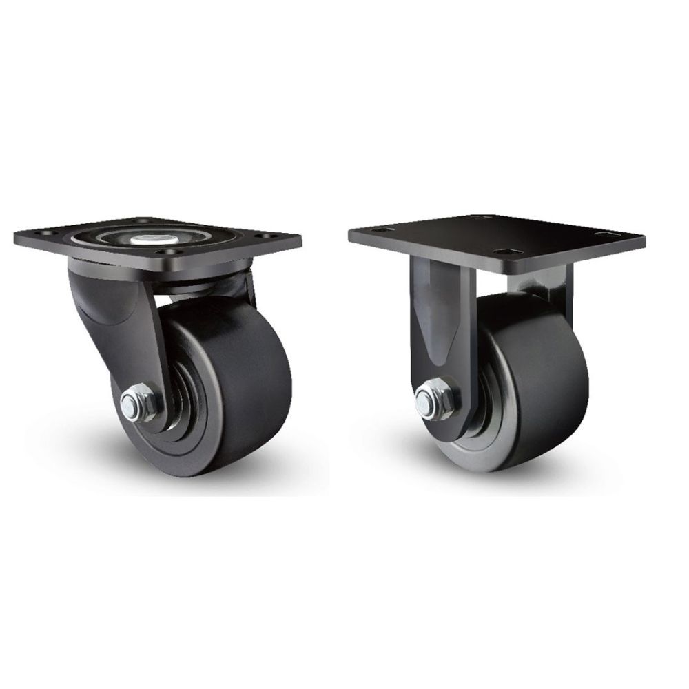 75mm 400Kg  Black Nylon Swivel & Fixed  (LOW LEVEL)