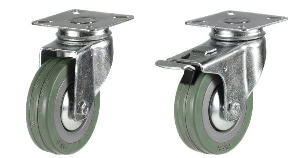 75mm Grey Rubber Wheel Square Plate (Bulk Buy)