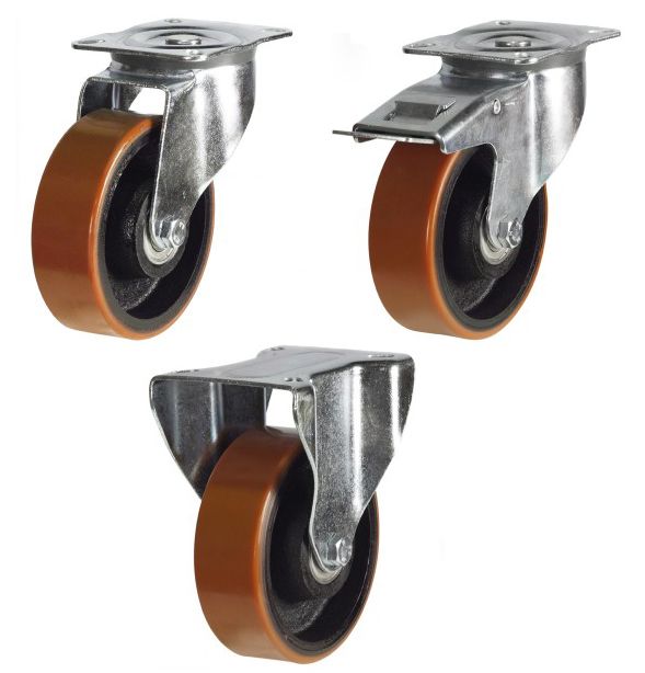 100mm Polyurethane On Cast Iron Centre Castors