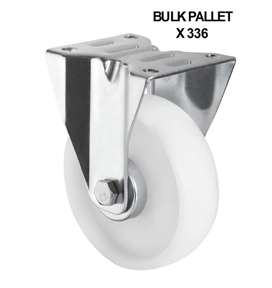 125mm Fixed Castor With White Plastic Wheel (175kg) - BULK PALLET BUY OF 336 CASTORS