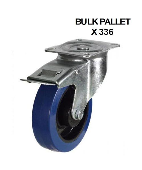 125mm Swivel/Brake Castor With Blue Elastic Non-Marking Wheel (150kg) - BULK PALLET BUY OF 336 CASTORS