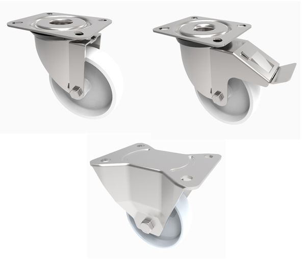 Extra Heavy Duty 200mm Stainless Steel Castor with White Nylon Wheel (800kg)