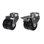 75mm Twin Black Polypropylene Wheel Single Bolt Hole Fitting