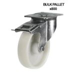 100mm Swivel/Brake Castor With White Nylon Wheel (200kg) - BULK PALLET BUY OF 800 CASTORS