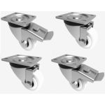 75mm White Nylon Heavy Duty (Low Level) Set of 4 - 400kg per Castor