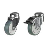100mm Grey Rubber Apparatus Single Bolt Hole Fitting Castors