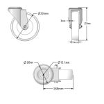 200mm Pneumatic Swivel Steel Centred M12 Single Bolt Hole Castors (200x50 TYRE - 4 PLY) 75Kg