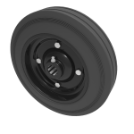 300mm Steel Centre, Rubber Tyre Trolley Wheel 1" (25.4mm) Roller Bearing Bore