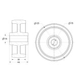 125mm High Temp Polymer Glass Fibre ﻿Wheel 15mm Plain Bore (260 °C)