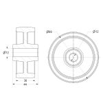 80mm High Temp Polymer Glass Fibre ﻿Wheel 12mm Plain Bore (260 °C)