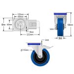 Special Offer - 125mm Heavy Duty Swivel/Brake Castor with Blue Elastic Rubber Wheel (250KG) Normal Price £16.95 + Vat.