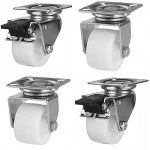 50mm Wide Tread White Nylon Wheel Set of 4 (Low Level) - 80kg per Castor