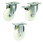 125mm White Polypropylene Castors - 75x45 Bolt Centres (100kg)