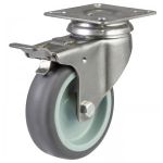 50mm Thermoplastic Non-Marking Rubber Stainless Steel Plate Fitting Castors (40kg)