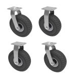 PL260 - 260mm Swivel & Fixed (Pneumatic/Steel) SET OF 4