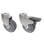 60mm Grey Non-Marking Rubber Apparatus Single Bolt Hole Castors
