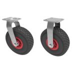 260mm Pneumatic Plastic Centred Swivel & Fixed Castors (Large Plate) 136KG
