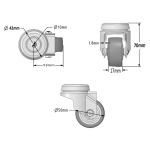 50mm Grey Non-Marking Rubber Apparatus Single Bolt Hole Fitting Castors (Set of 4)