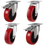 100mm Red Polyurethane Castors (Set of 4)